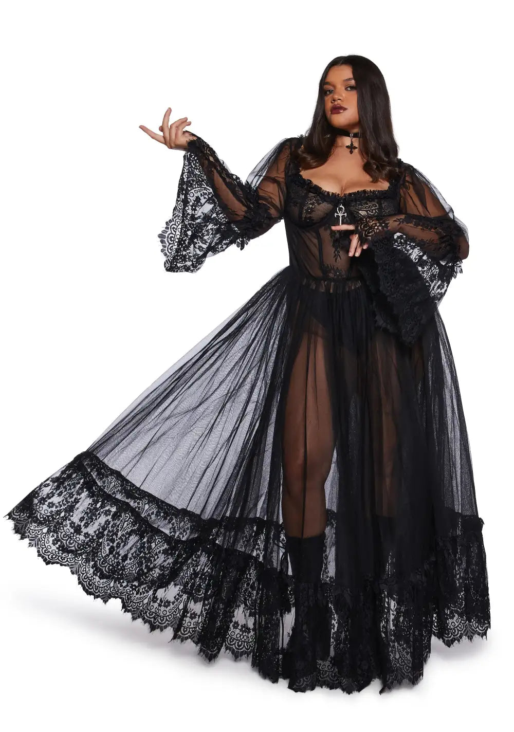 Plus Dance With Death Maxi Dress - Black