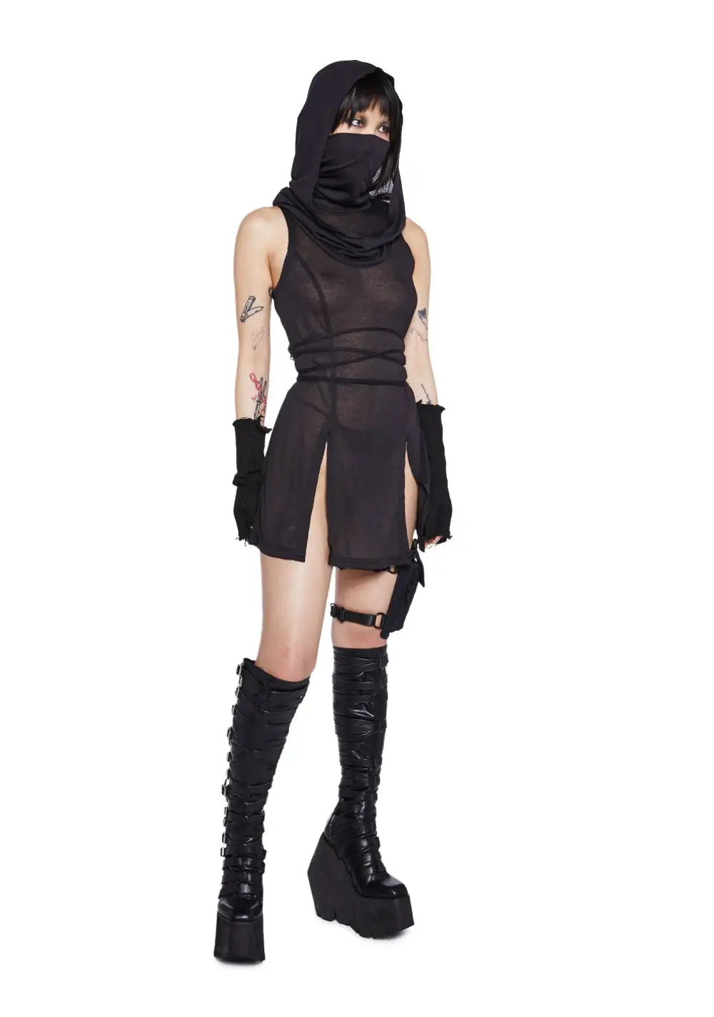 Echo Sheer Hooded Mini Dress