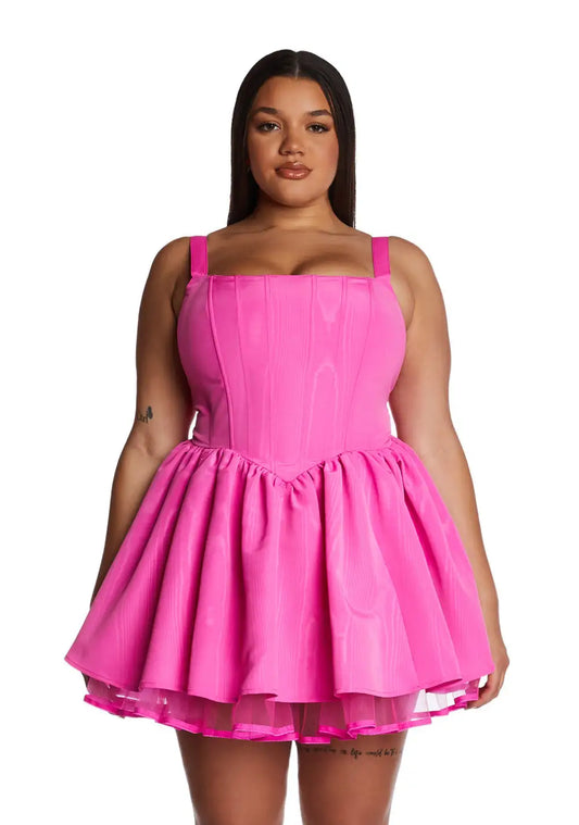 Plus Magic Moves Corset Dress- Hot Pink
