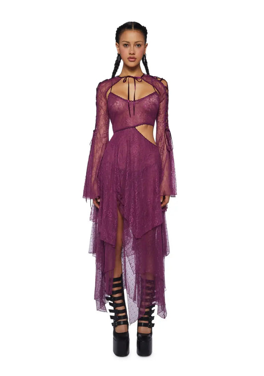 Fairydust Chronicles Lace Dress & Shrug Set- Purple
