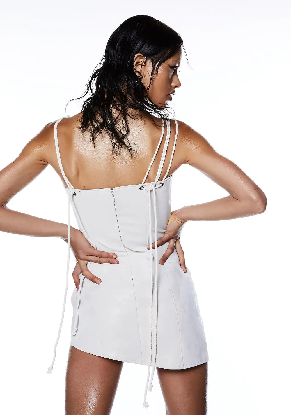 Chamber Lace-Up Mini Dress