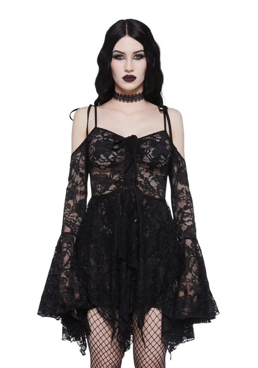 F is For Fairies? Handkerchief Dress - Black Lace