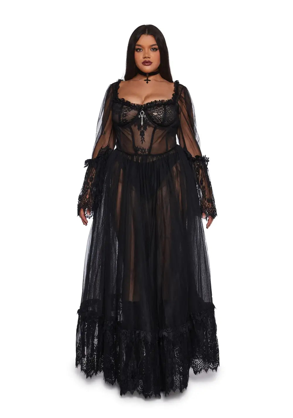 Plus Dance With Death Maxi Dress - Black