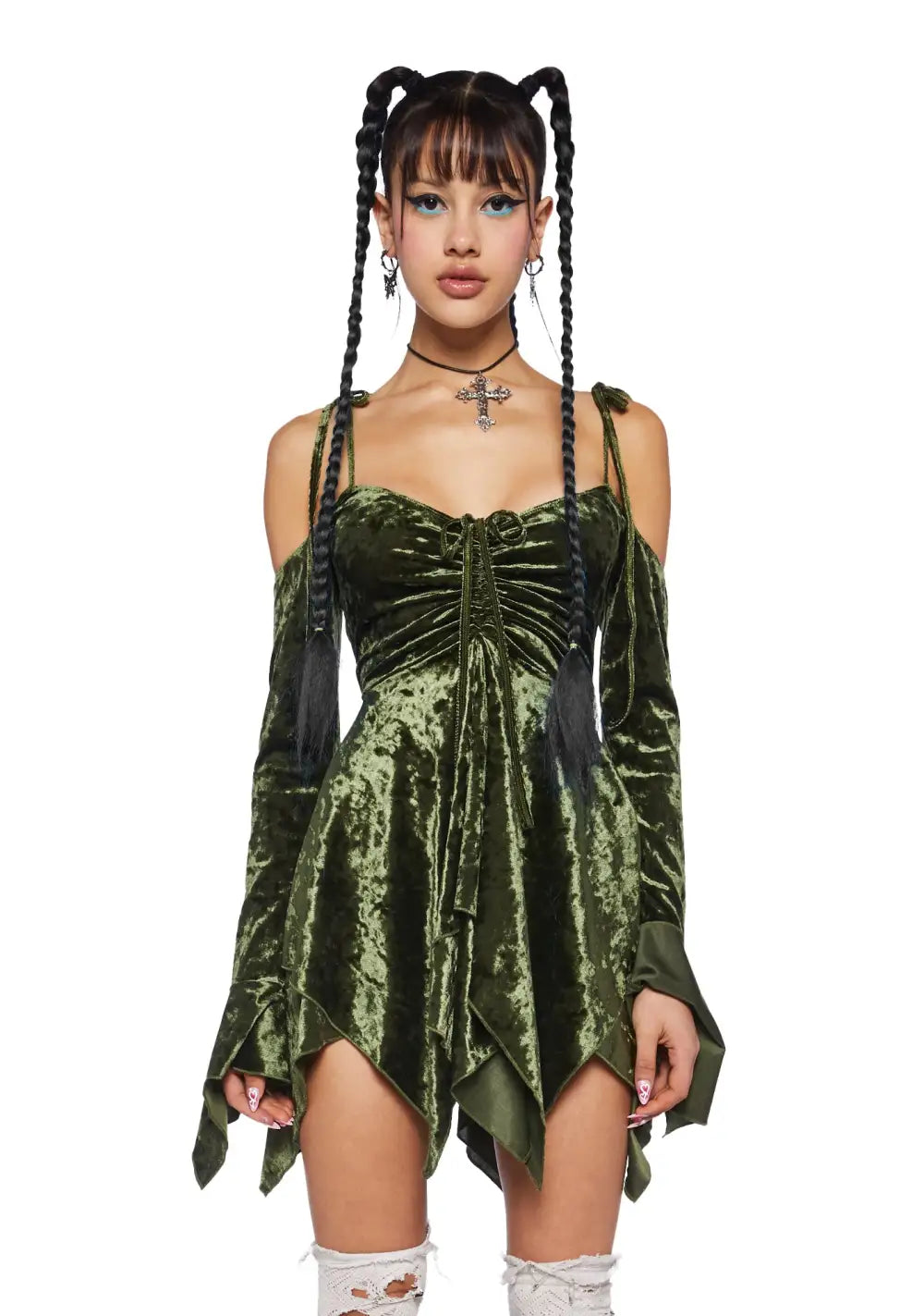 F is For Fairies? Handkerchief Dress - Olive Velvet