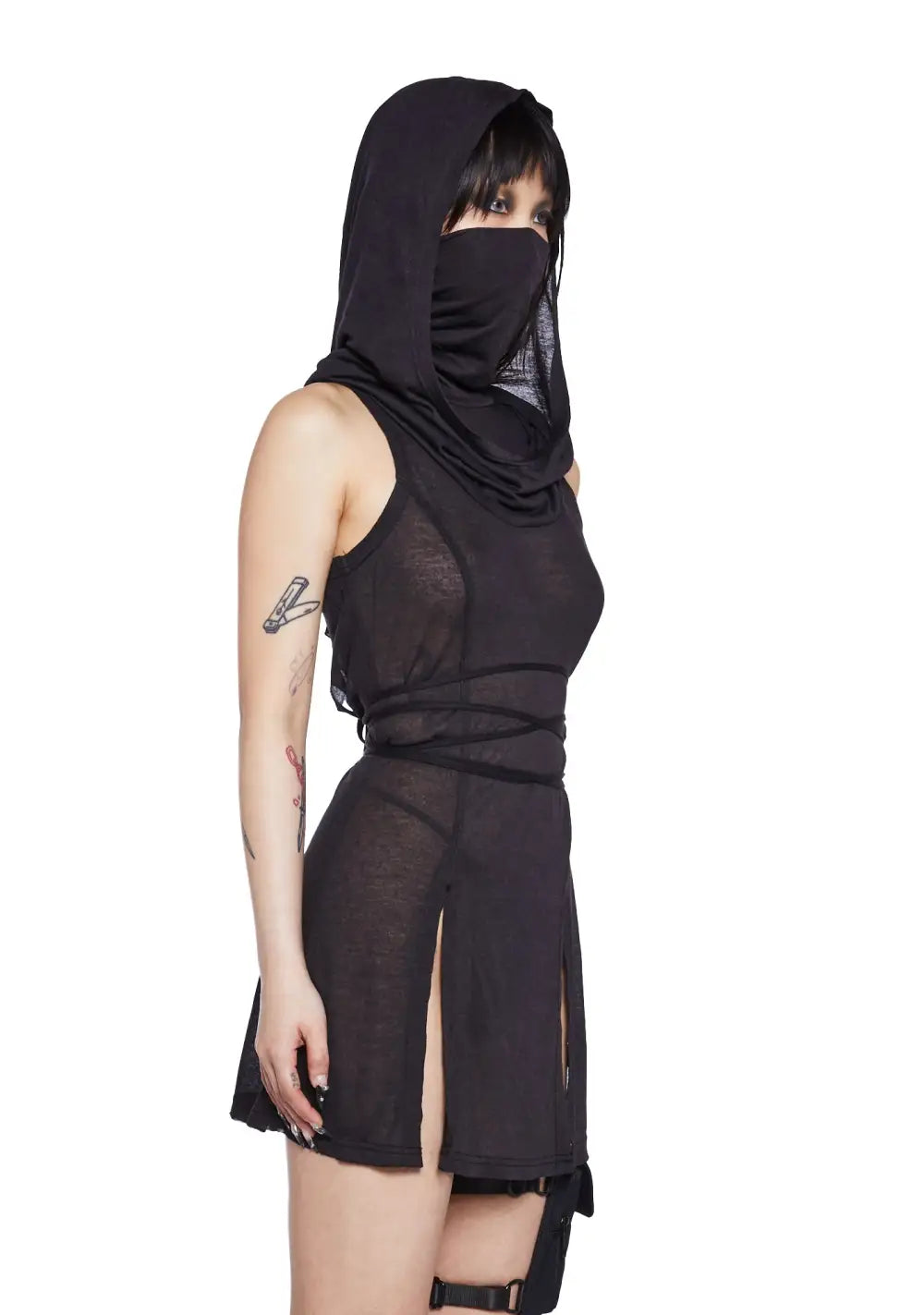 Echo Sheer Hooded Mini Dress
