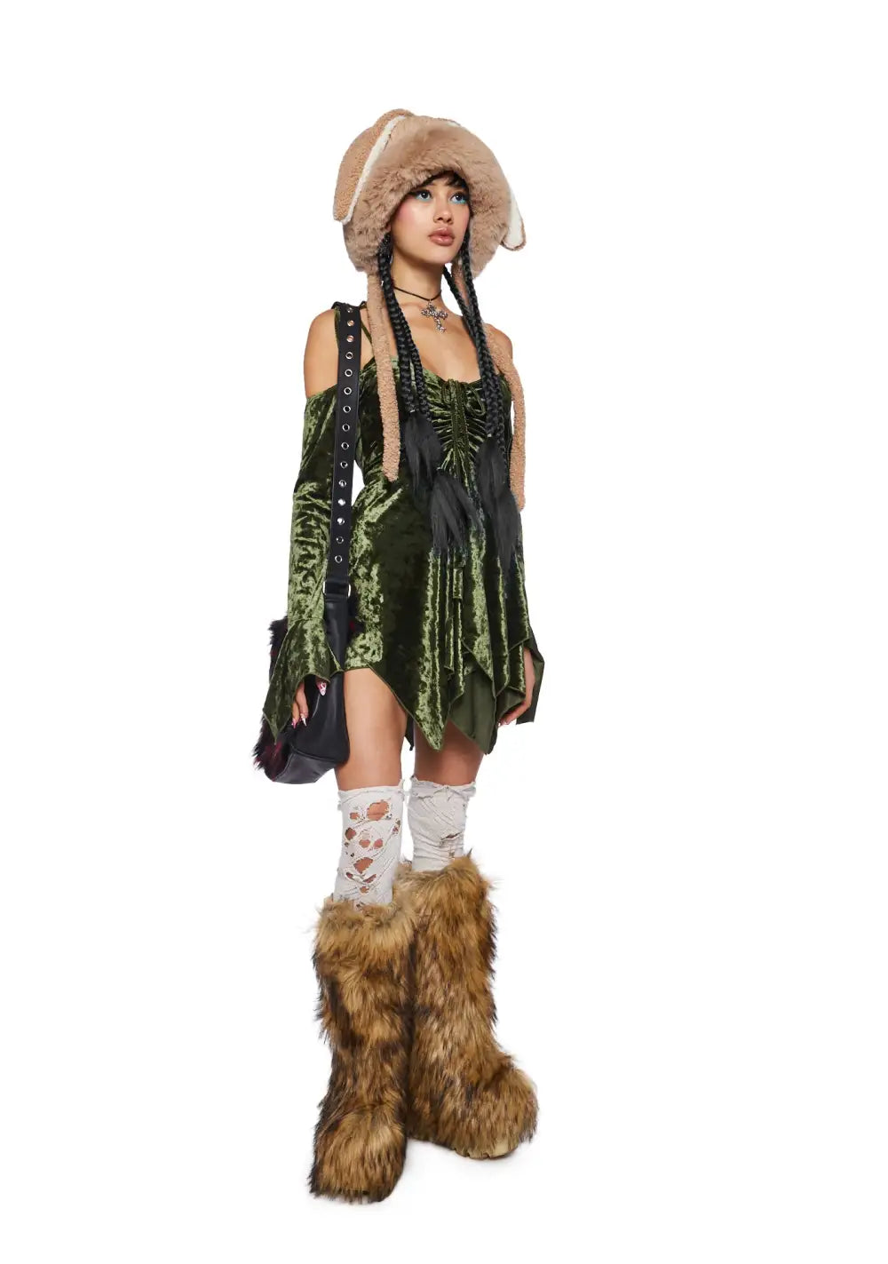 F is For Fairies? Handkerchief Dress - Olive Velvet