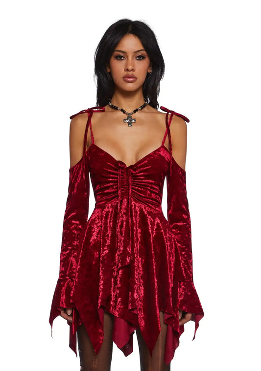 F is For Fairies Handkerchief Dress - Red Velvet