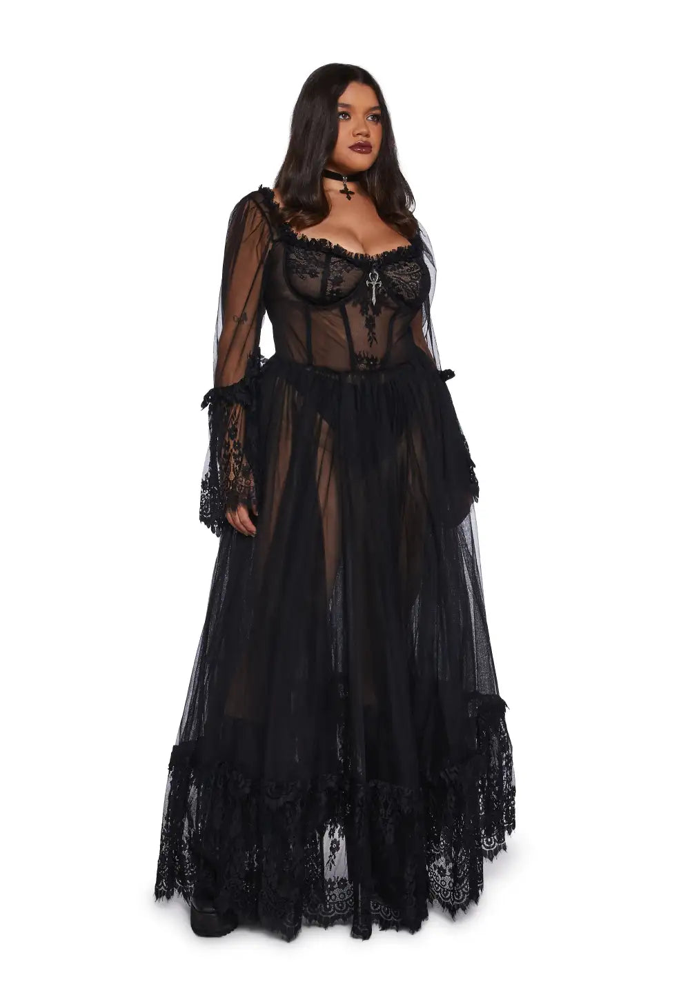 Plus Dance With Death Maxi Dress - Black