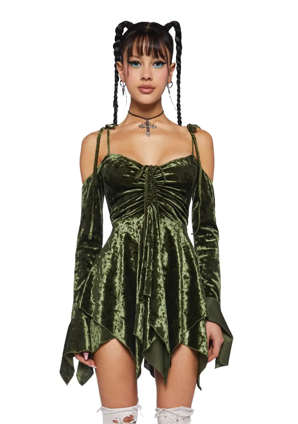 F is For Fairies? Handkerchief Dress - Olive Velvet