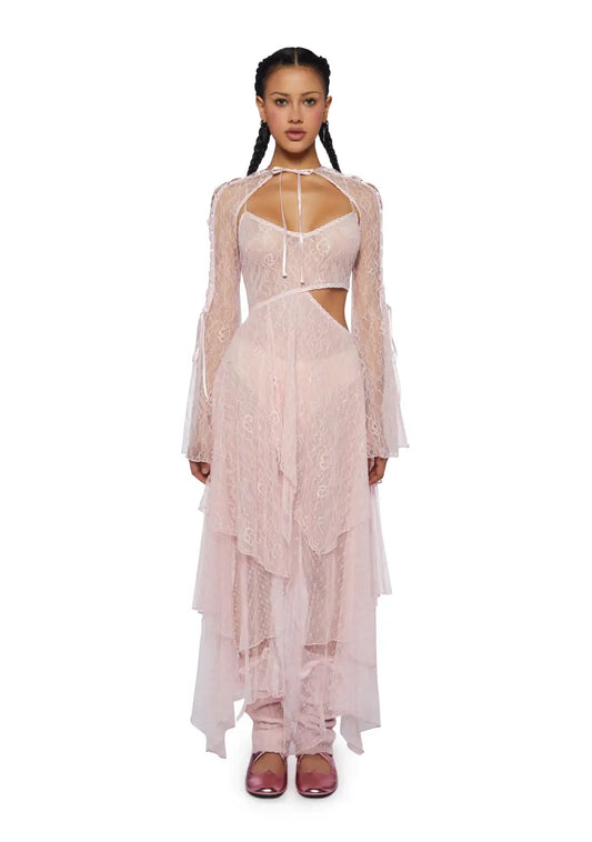 Fairydust Chronicles Lace Dress & Shrug Set - Pink